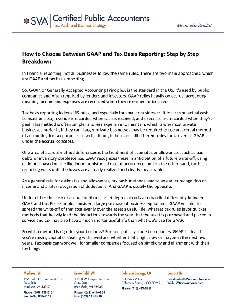 Choosing Between GAAP and Tax Basis Reporting preview page 1