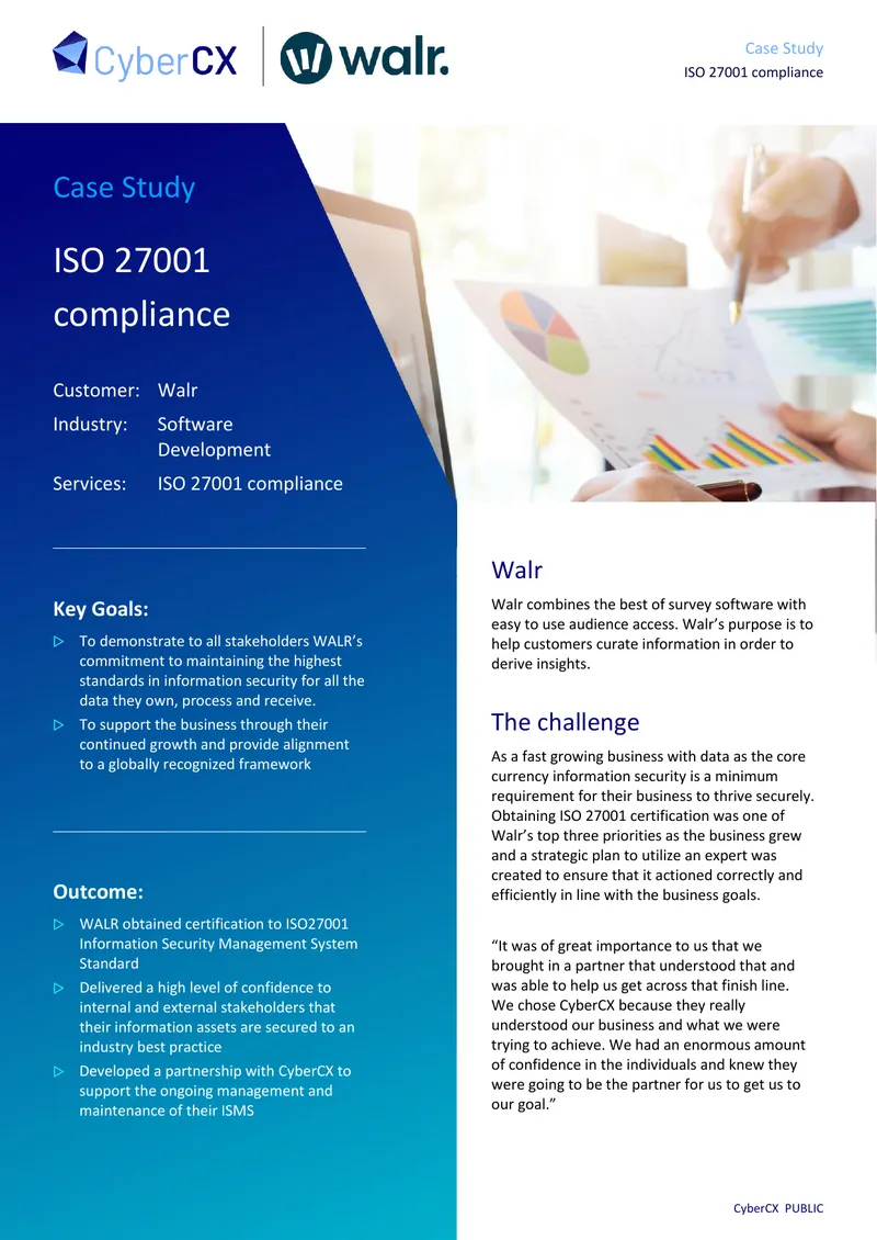 ISO 27001 Compliance Case Study for Walr preview page 1