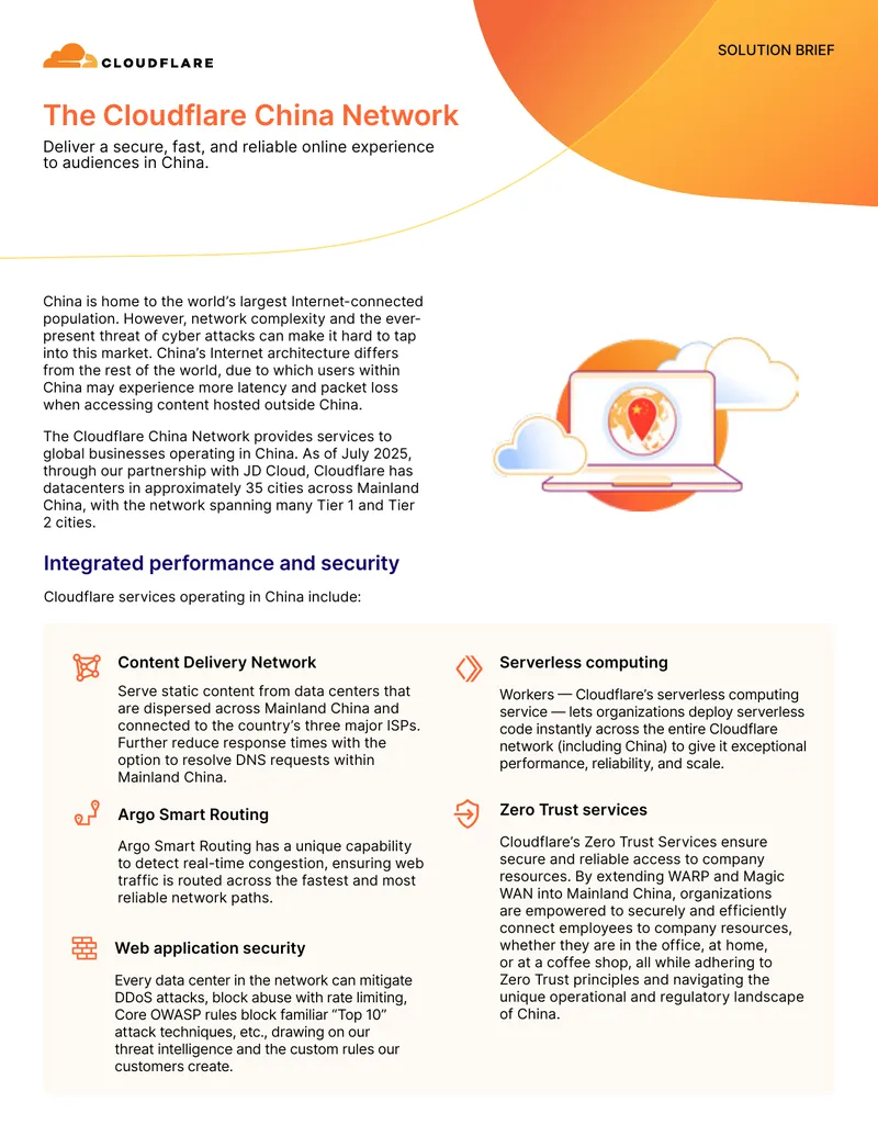 Cloudflare China Network Solution Brief preview page 1