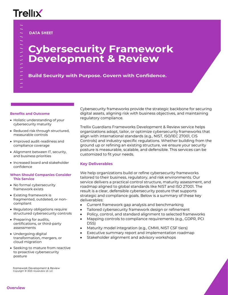 Cybersecurity Framework Development and Review Service preview page 1