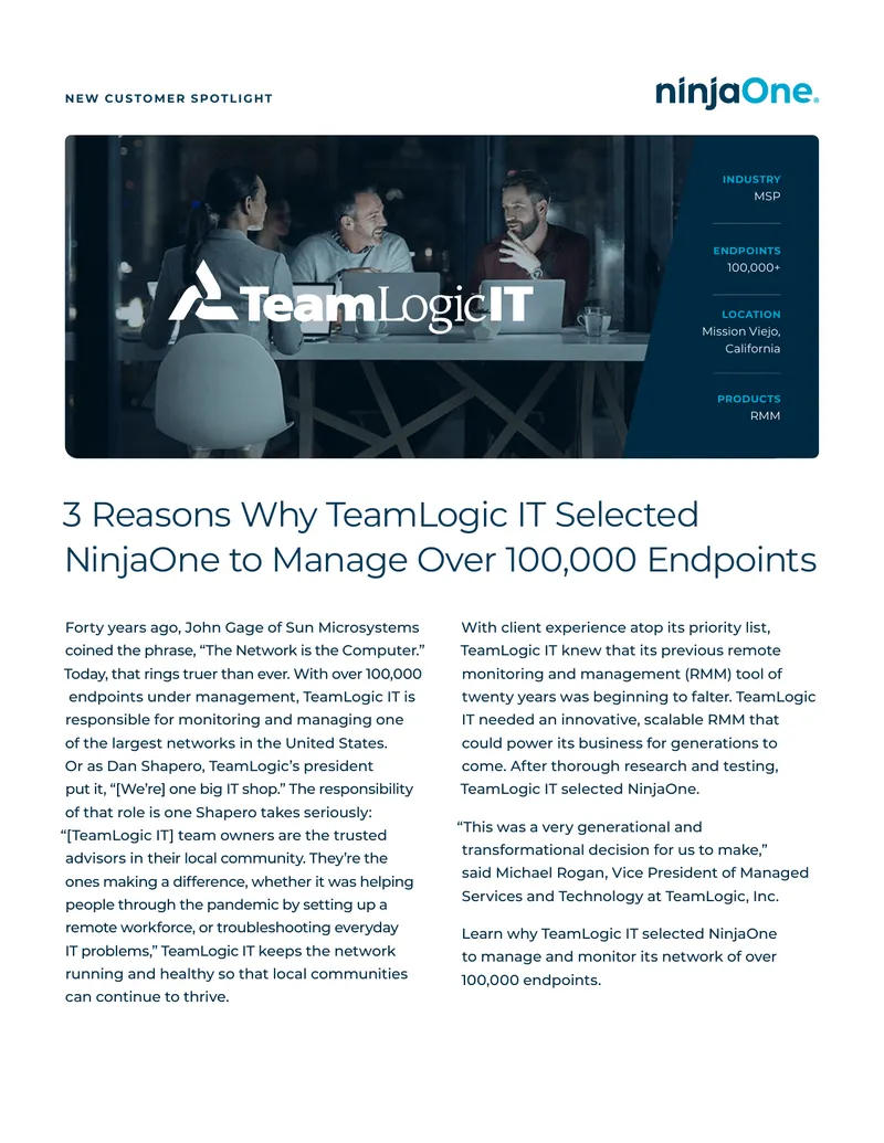 TeamLogic IT's Transition to NinjaOne for Endpoint Management preview page 1