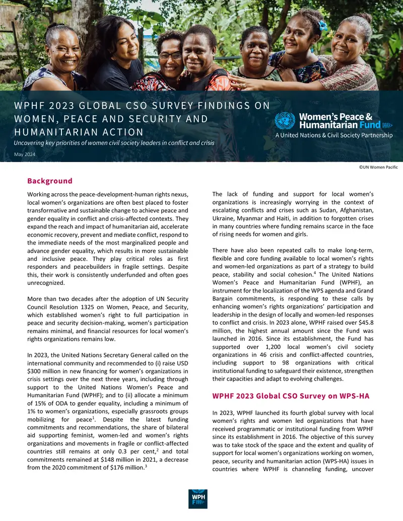 WPHF 2023 Global Survey on Women, Peace and Security preview page 1