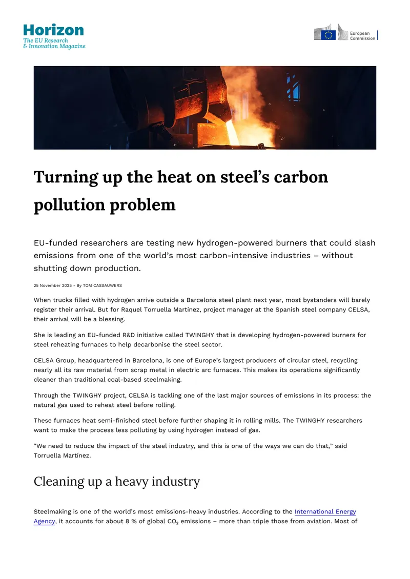Hydrogen-Powered Burners for Steel Decarbonization preview page 1
